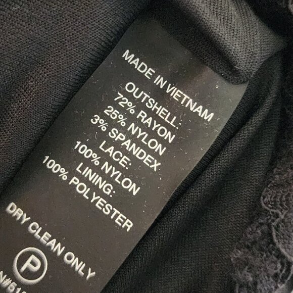 Vince Camuto Dress Womens Size 8 Solid All Black Sleeveless Lace Hem Zip Back - Picture 7 of 7